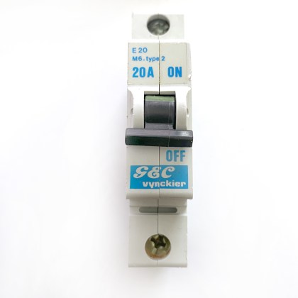 GEC Vynckier E20 M6 20A 20 Amp MCB Circuit Breaker Type 2